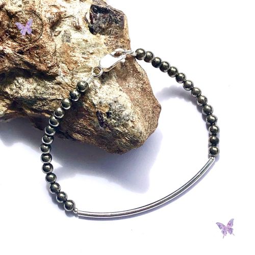 Pyrite Beaded Tube Bracelet